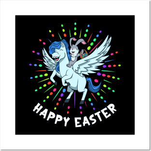 Easter bunny riding Pegasus - Happy Easter Posters and Art